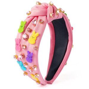 Jeweled Knotted Headband Pink Bunny